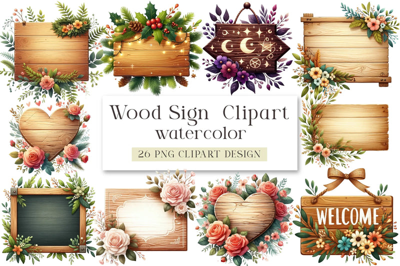 Wood Sign Clipart Bundle - CraftNest - Digital Crafting and Art