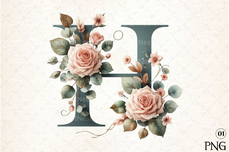 Floral Alphabet Clipart Bundle 18 - CraftNest - Digital Crafting and Art