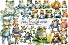 Funny Frogs Clipart Bundle - CraftNest - Digital Crafting and Art