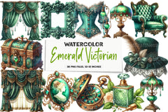 Emerald Victorian Clipart Bundle - CraftNest - Digital Crafting and Art