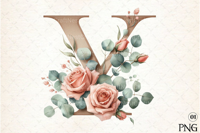 Floral Alphabet Clipart Bundle 14 - CraftNest - Digital Crafting and Art