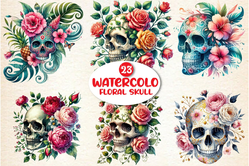 Floral Skull Clipart Bundle - CraftNest - Digital Crafting and Art