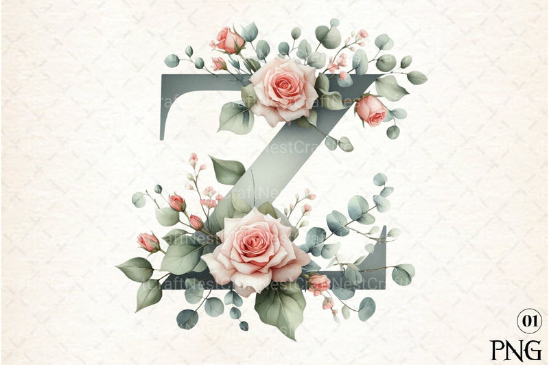 Floral Alphabet Clipart Bundle 17 - CraftNest - Digital Crafting and Art