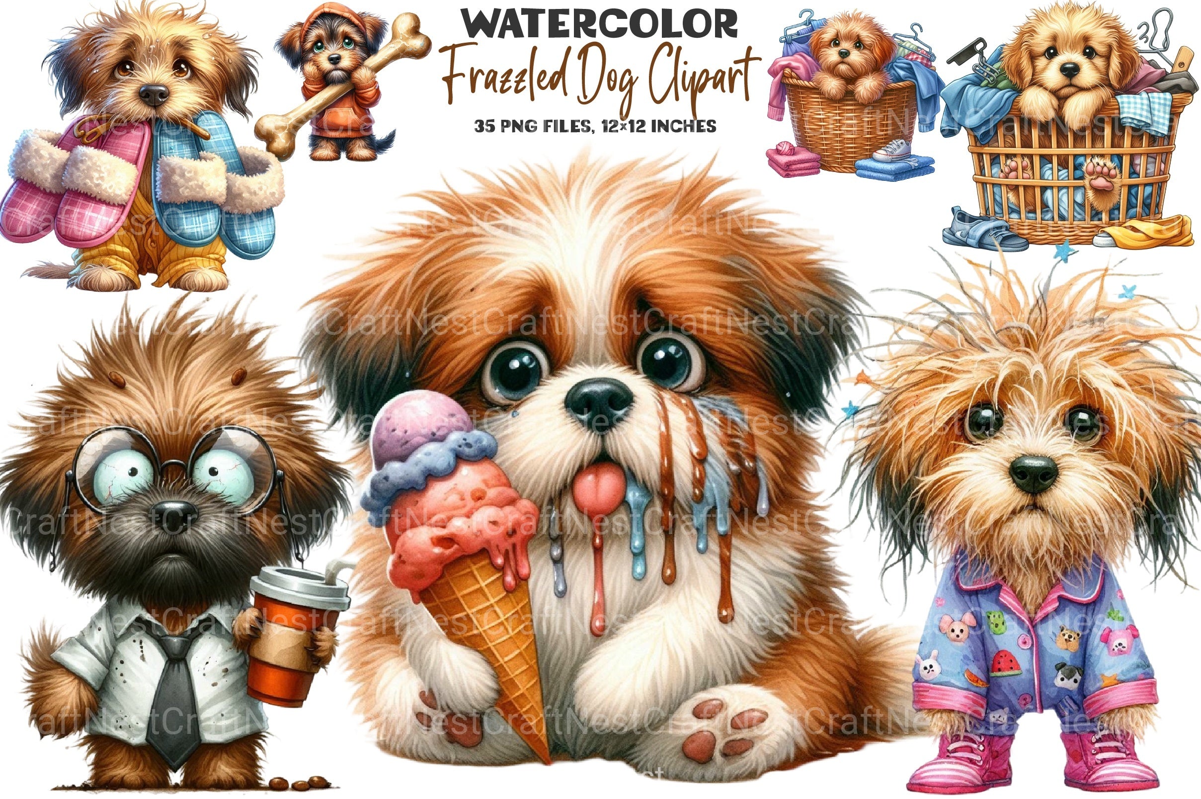 Frazzled Dog Clipart Bundle - CraftNest - Digital Crafting and Art
