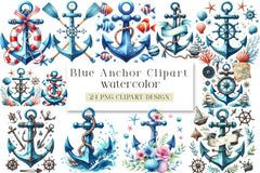 Blue Anchor Clipart Bundle - CraftNest - Digital Crafting and Art