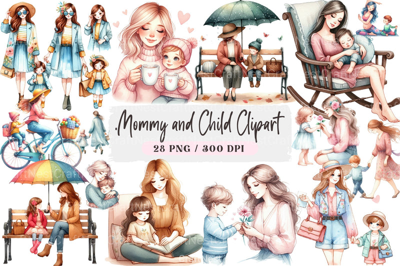 Mommy and Child Clipart Bundle - CraftNest - Digital Crafting and Art