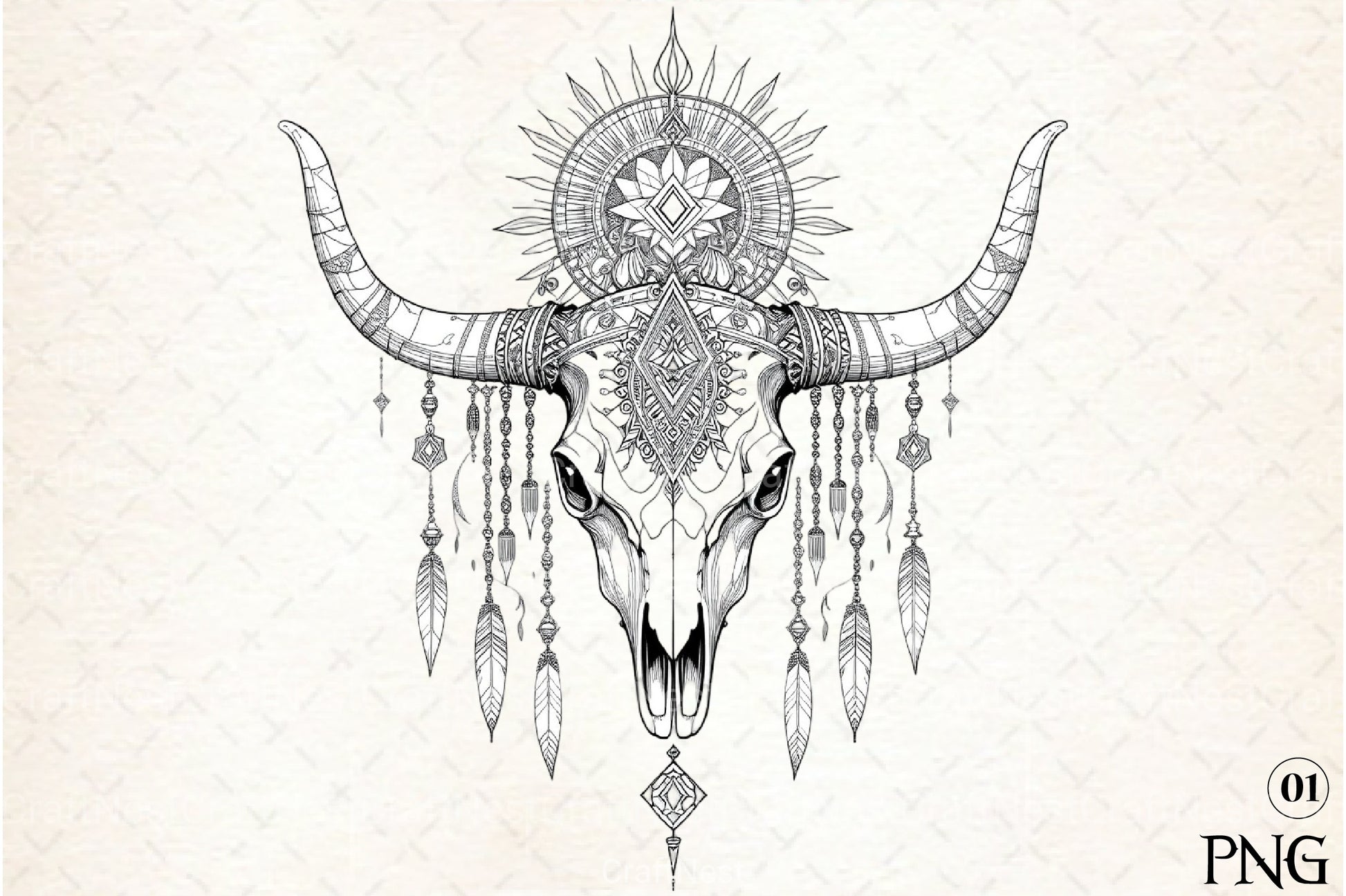 Boho Skull Western Design Clipart Bundle - CraftNest - Digital Crafting and Art