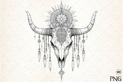 Boho Skull Western Design Clipart Bundle - CraftNest - Digital Crafting and Art