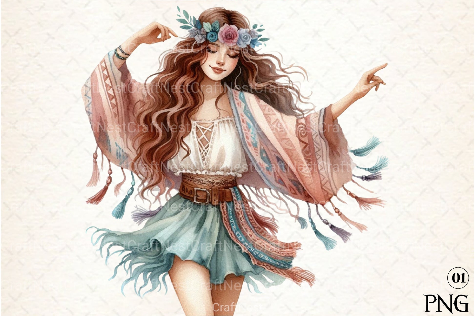 Tribal Boho Girl Clipart Bundle 21 - CraftNest - Digital Crafting and Art