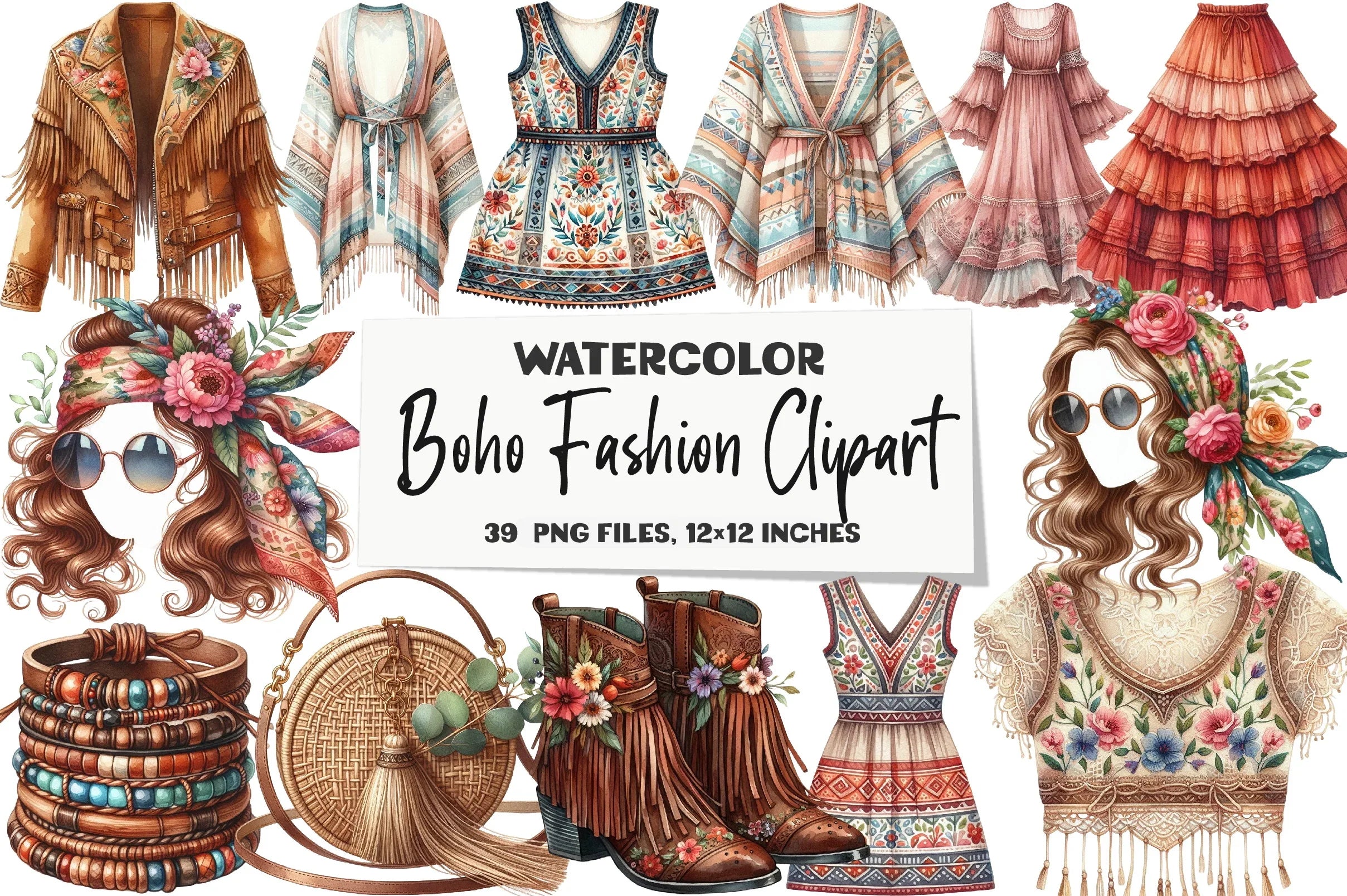 Boho Fashion Clipart Bundle - CraftNest - Digital Crafting and Art