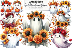 Ghost Autumn Crown Halloween Clipart Bundle - CraftNest - Digital Crafting and Art