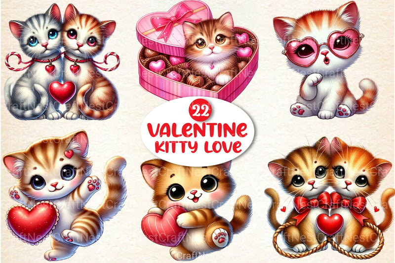 Valentine Cat Love Clipart Bundle - CraftNest - Digital Crafting and Art