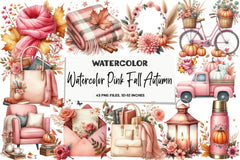 Pink Autumn Clipart Bundle - CraftNest - Digital Crafting and Art