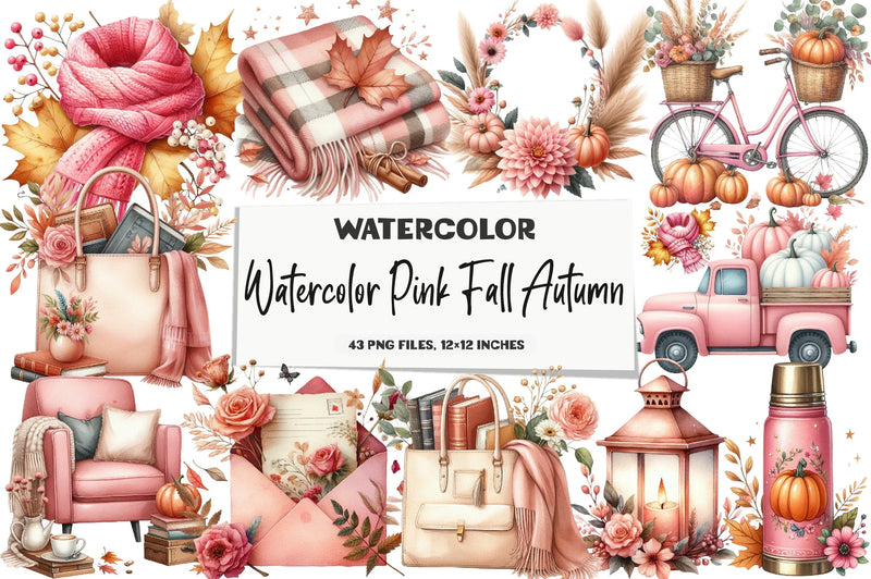 Pink Autumn Clipart Bundle - CraftNest - Digital Crafting and Art