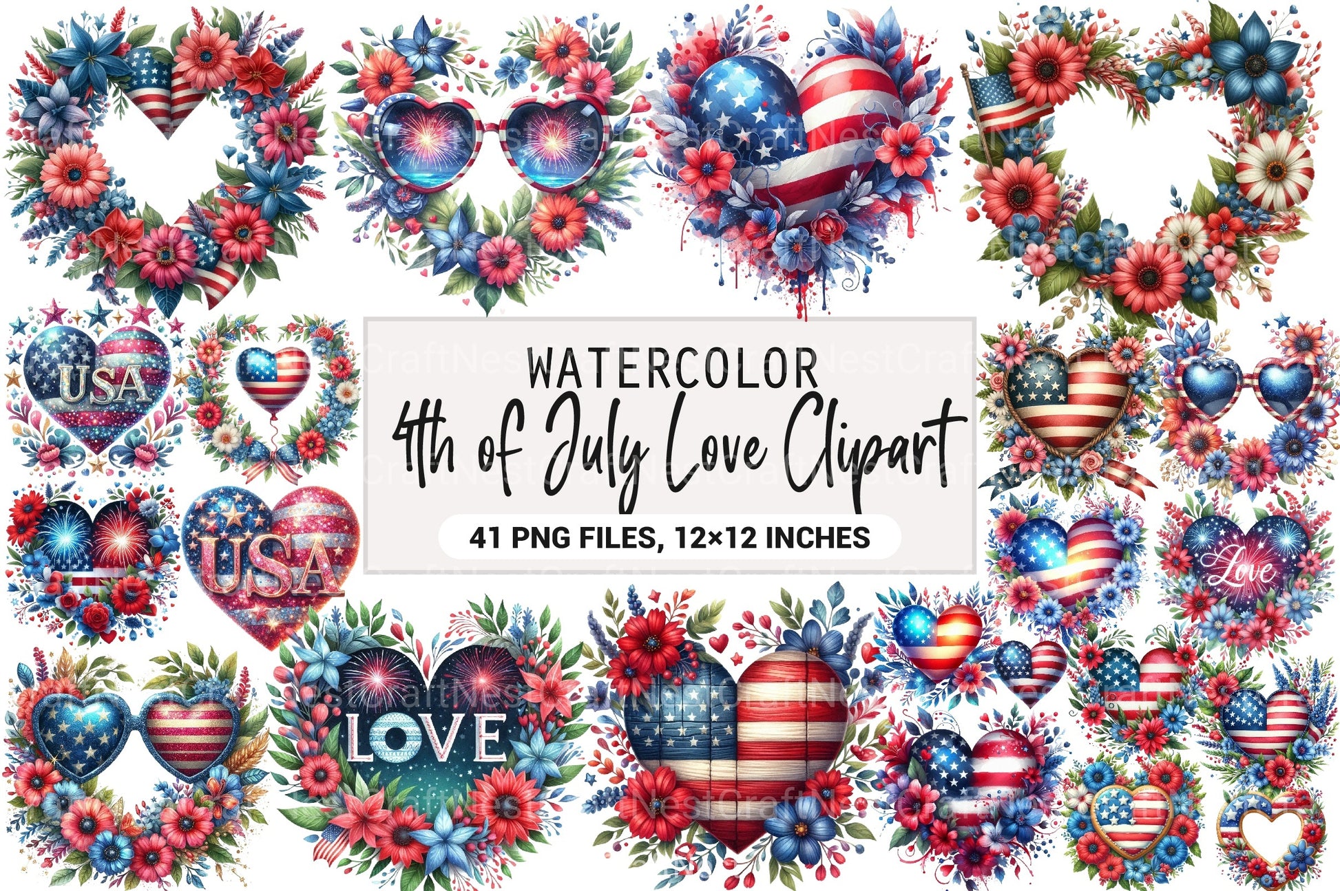 4th of July Love Clipart Bundle 2 - CraftNest - Digital Crafting and Art