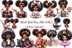 Black Girl Afro Kids Clipart Bundle - CraftNest - Digital Crafting and Art