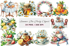 Summer Tea Party Clipart Bundle - CraftNest - Digital Crafting and Art