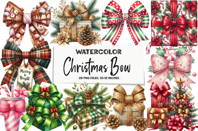 Christmas Libbey Wrap & Bow Clipart Bundle - CraftNest - Digital Crafting and Art