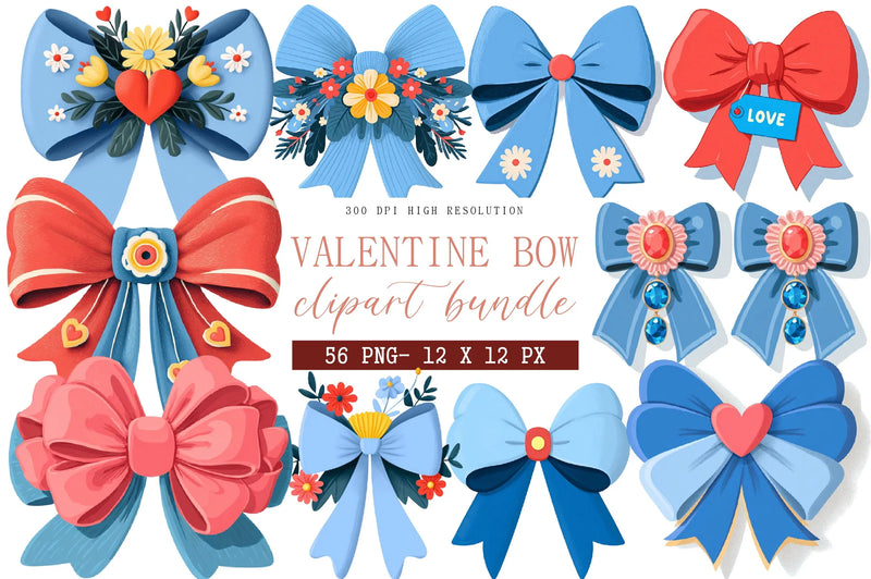 Valentine Bow Clipart Bundle - CraftNest - Digital Crafting and Art