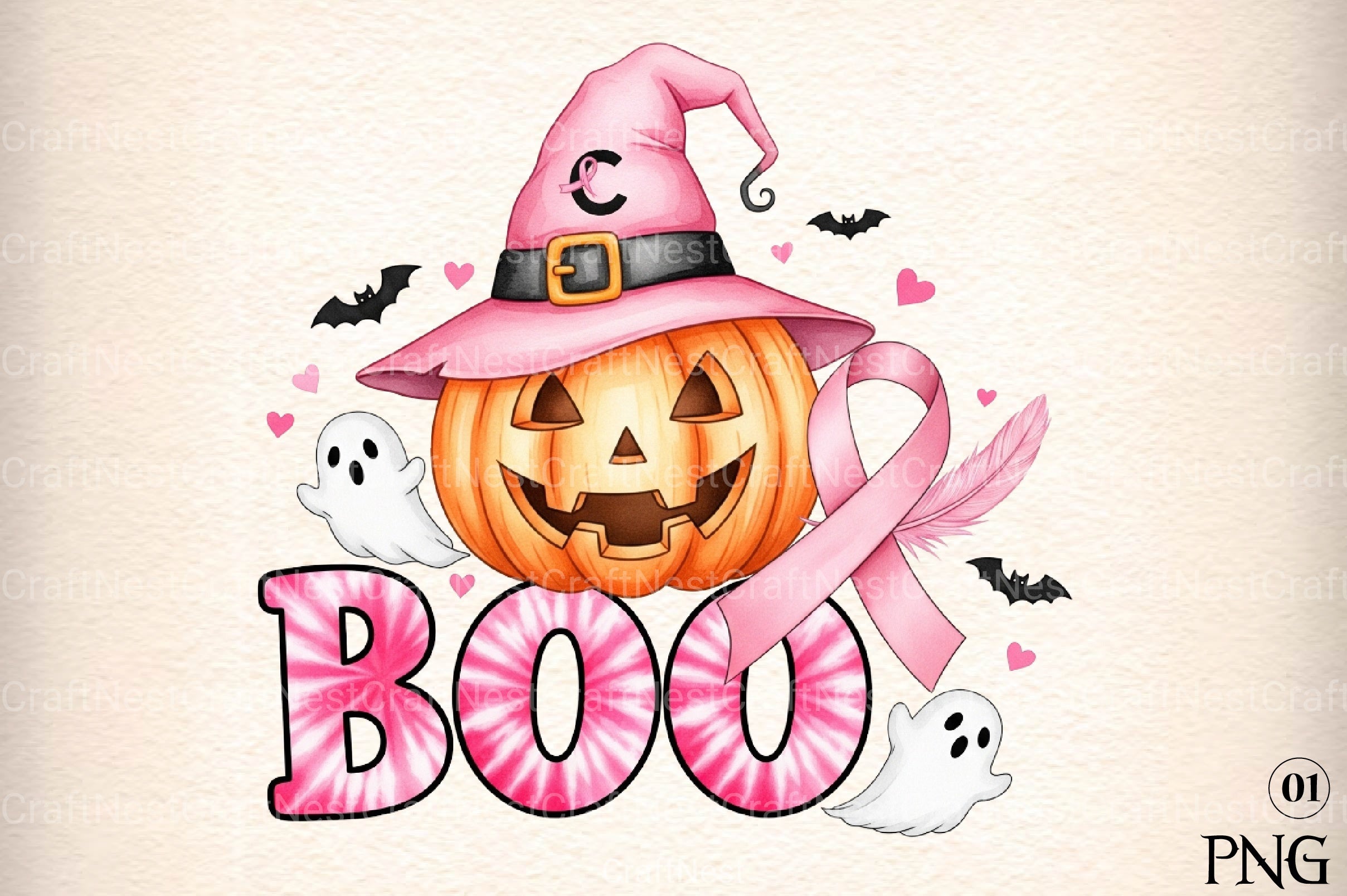 Halloween Breast Cancer Awareness Clipart Bundle 2 - CraftNest - Digital Crafting and Art