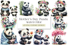 Mother's Day Panda Clipart Bundle - CraftNest - Digital Crafting and Art