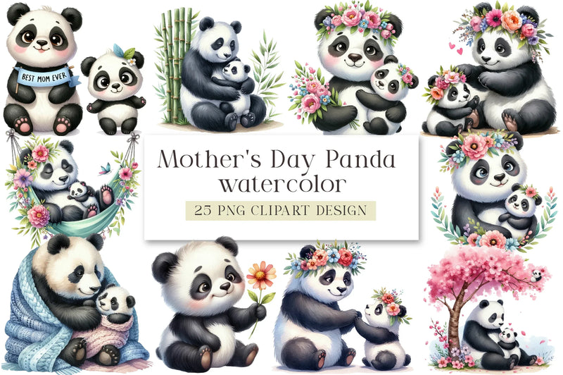 Mother's Day Panda Clipart Bundle - CraftNest - Digital Crafting and Art