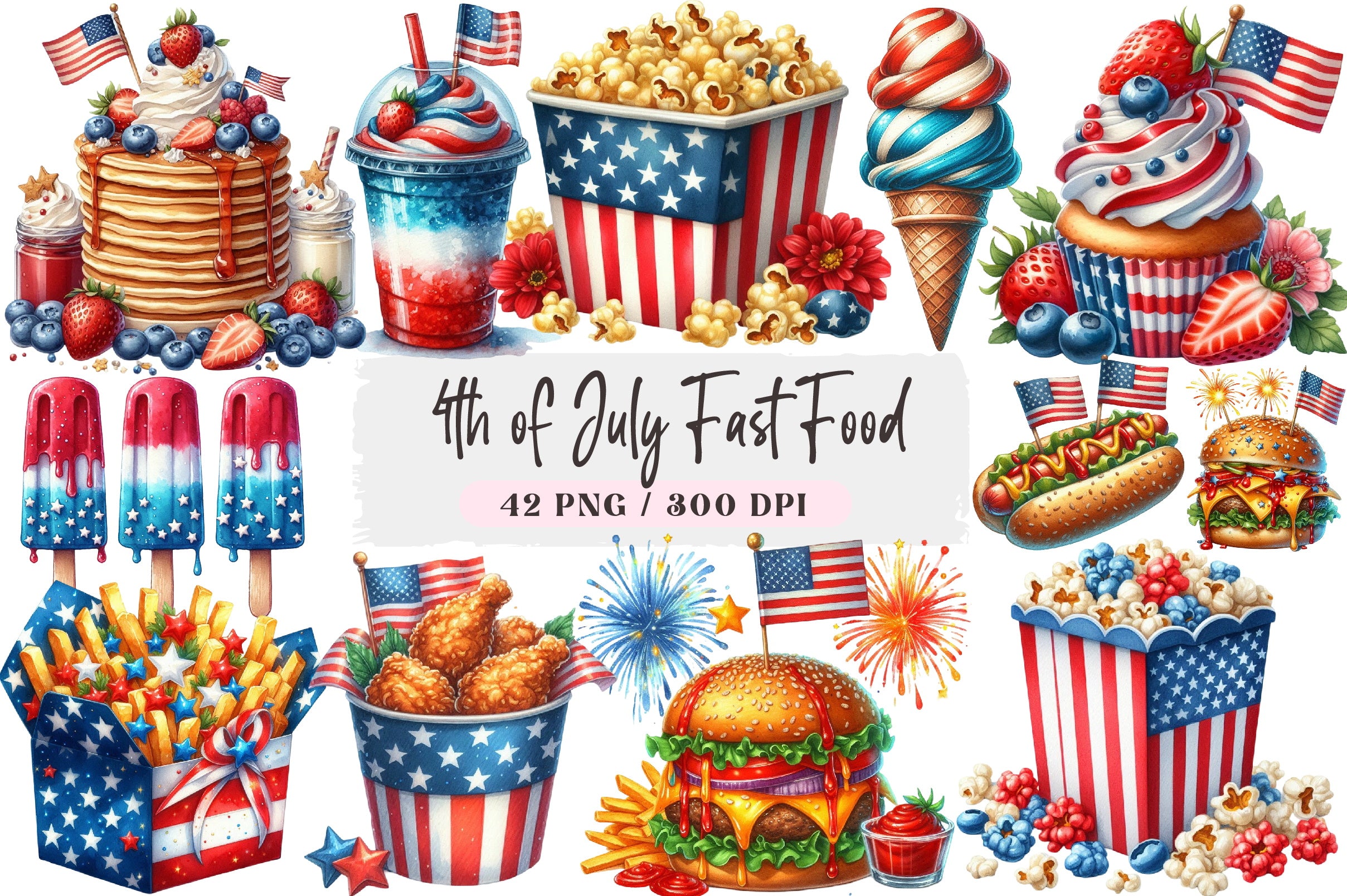 4th of July Fast Food Clipart Bundle