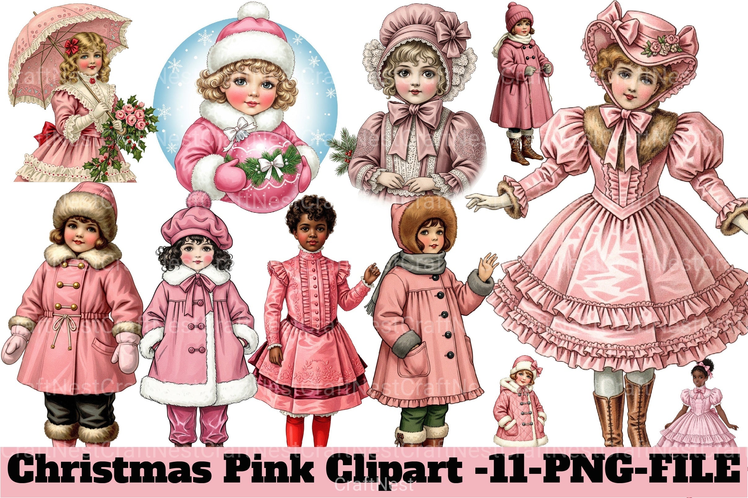 Christmas Pink Clipart Bundle 2 - CraftNest - Digital Crafting and Art