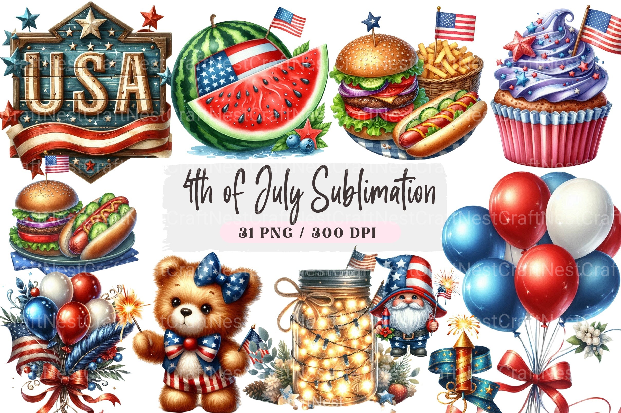 4th of July Clipart Bundle 1 - CraftNest - Digital Crafting and Art