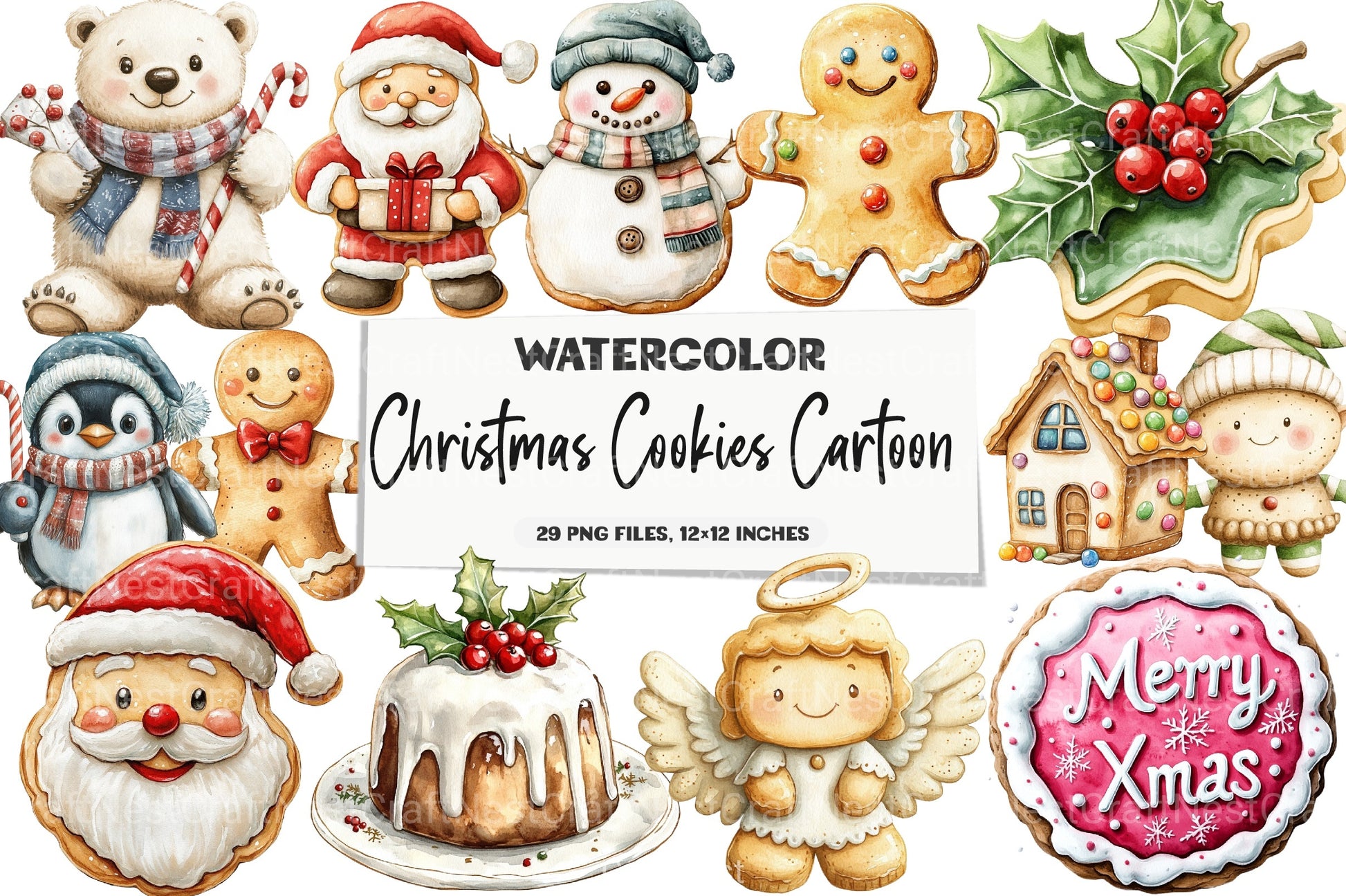 Christmas Cookies Cartoon Clipart Bundle - CraftNest - Digital Crafting and Art