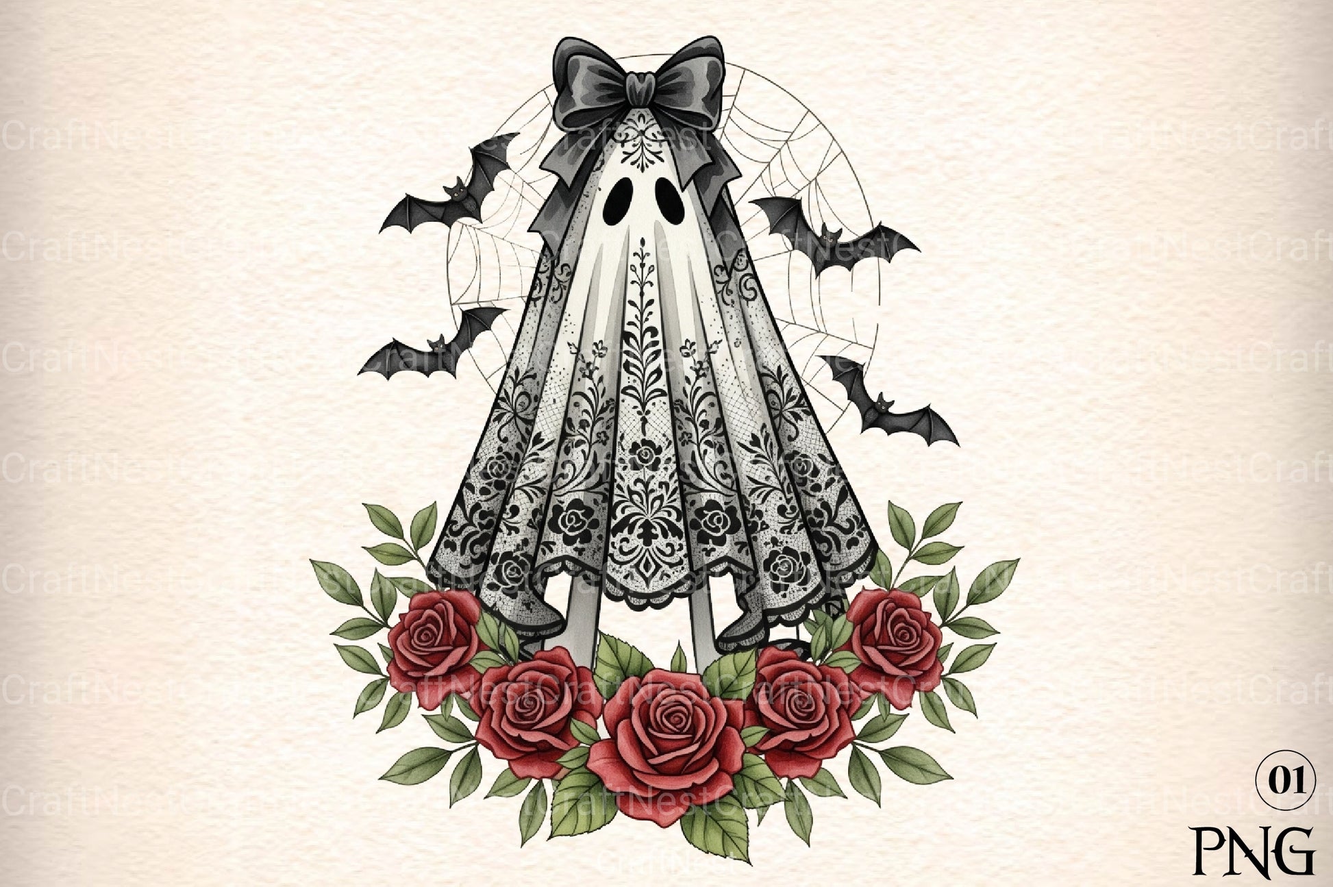 Cute Floral Halloween Lace Ghost Clipart Bundle 1 - CraftNest - Digital Crafting and Art