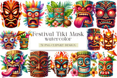 Festival Tiki Mask Clipart Bundle - CraftNest - Digital Crafting and Art