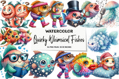 Quirky Whimsical Fishes Clipart Bundle - CraftNest - Digital Crafting and Art