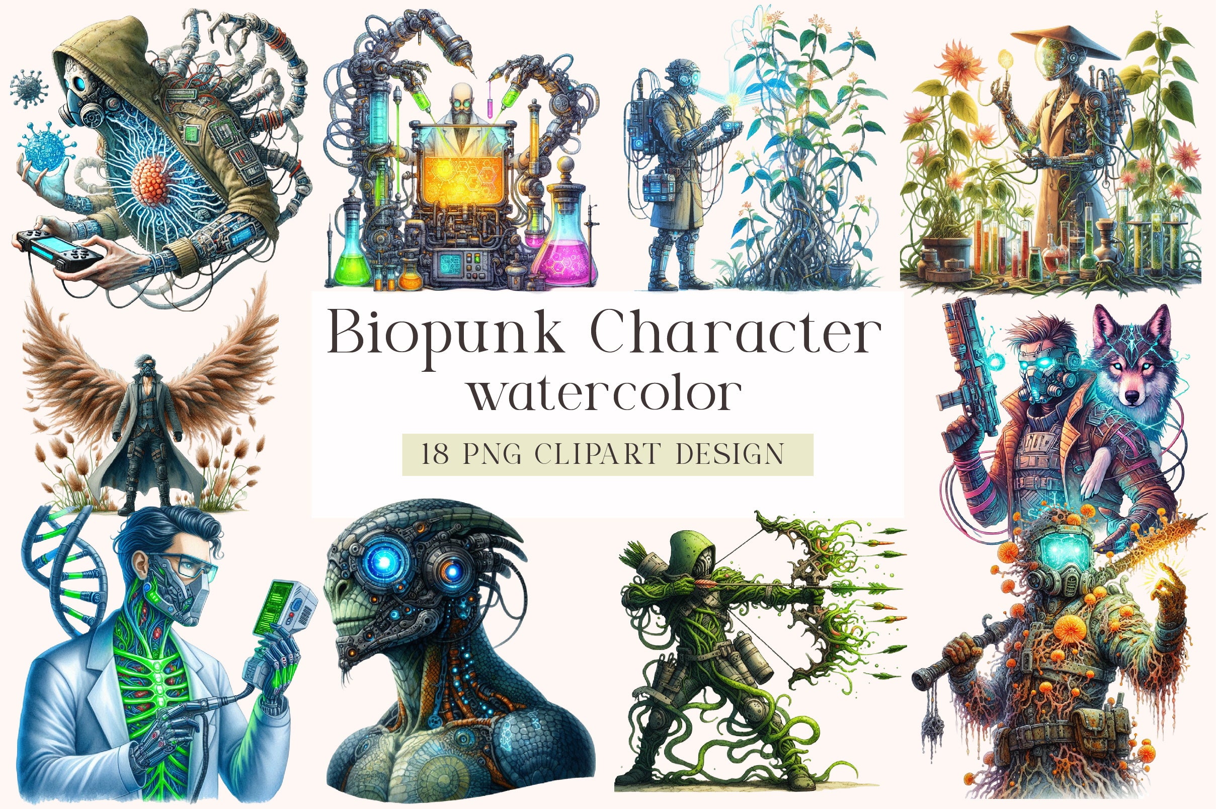 Biopunk Character Clipart Bundle