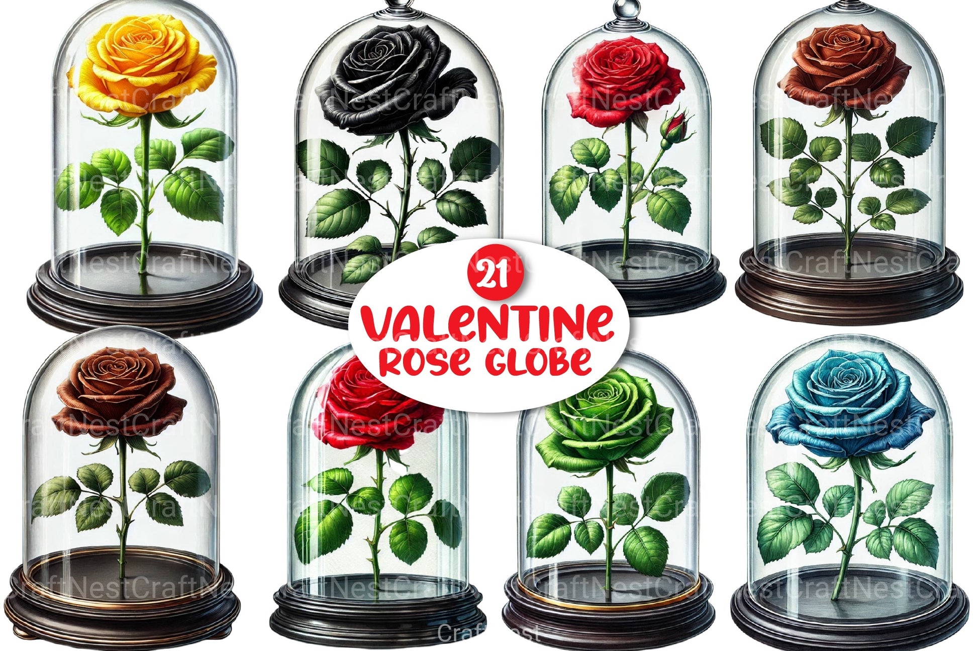 Valentine Rose Globe Clipart Bundle - CraftNest - Digital Crafting and Art