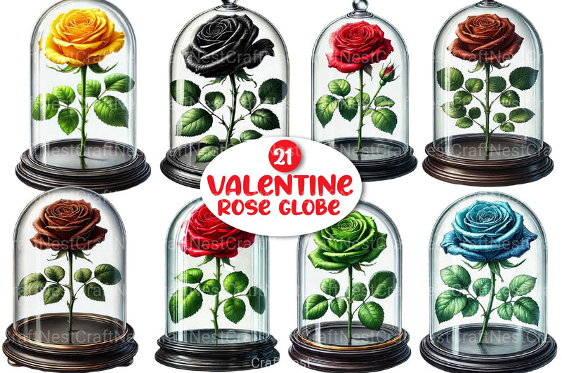 Valentine Rose Globe Clipart Bundle - CraftNest - Digital Crafting and Art