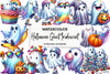 Funny Halloween Ghost Iridescent Clipart Bundle