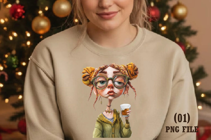 Quirky Drunk Girl Clipart Bundle - CraftNest - Digital Crafting and Art
