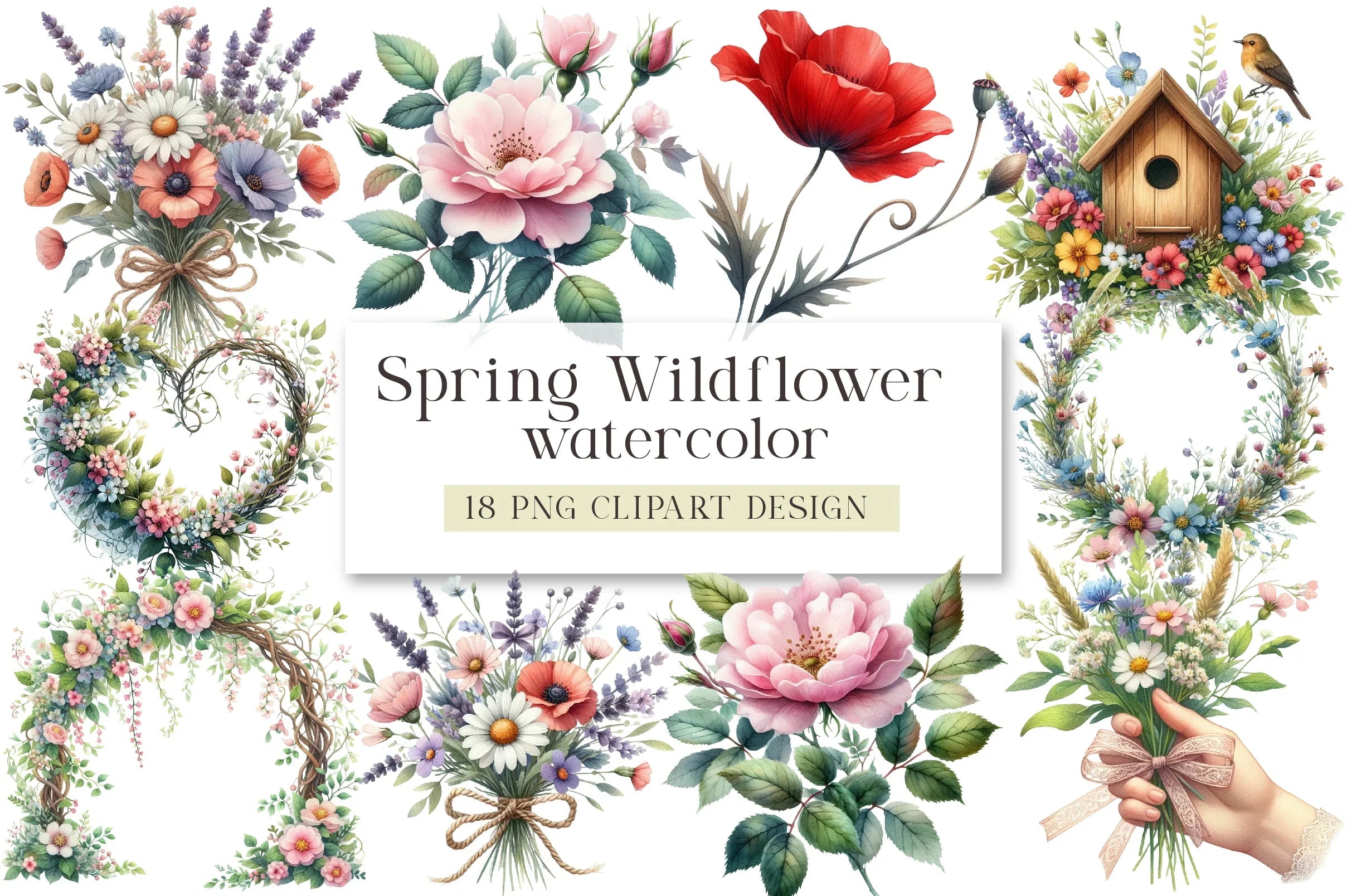 Spring Wildflower Clipart Bundle - CraftNest - Digital Crafting and Art