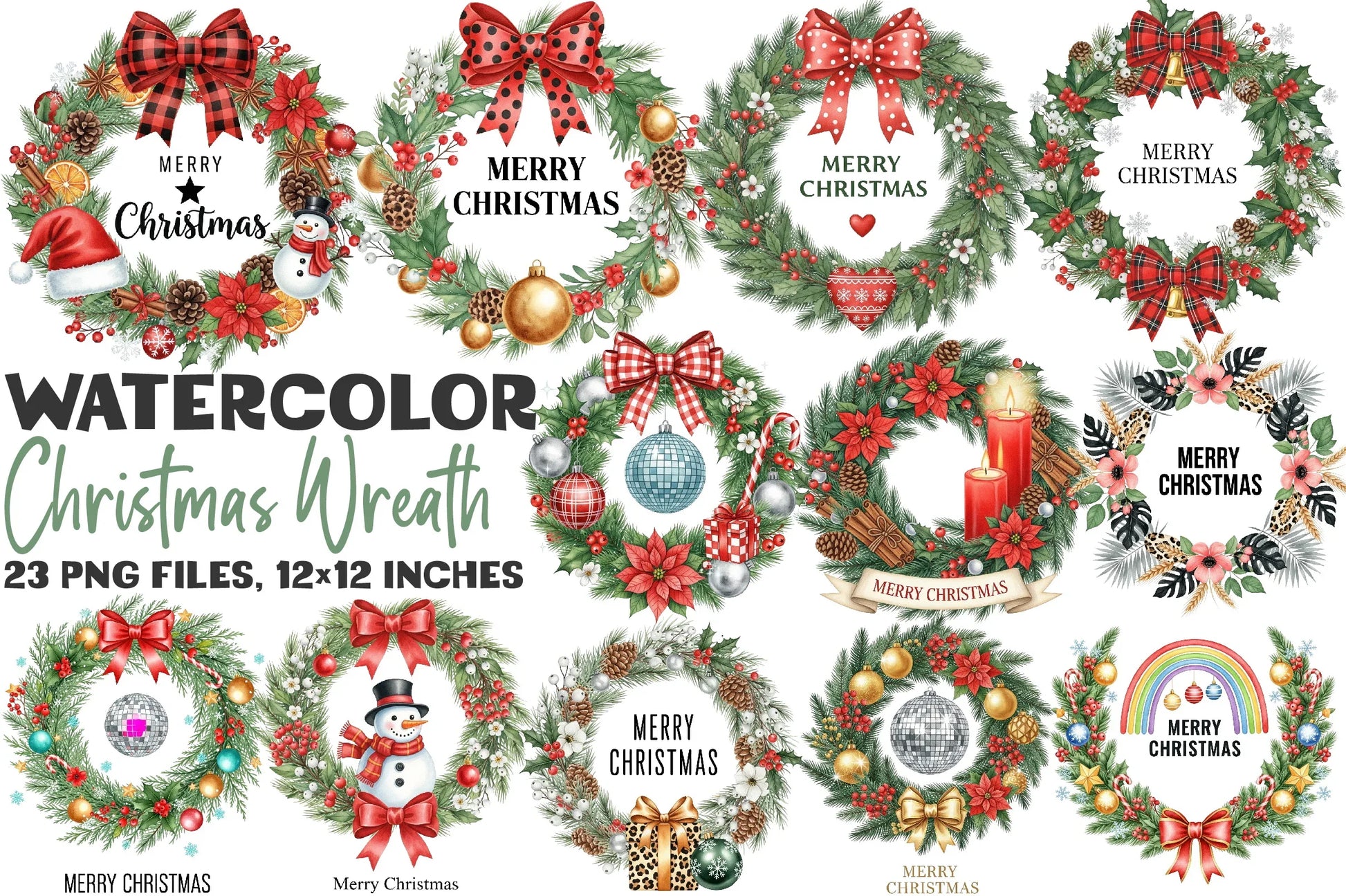 Christmas Wreath Clipart Bundle - CraftNest - Digital Crafting and Art