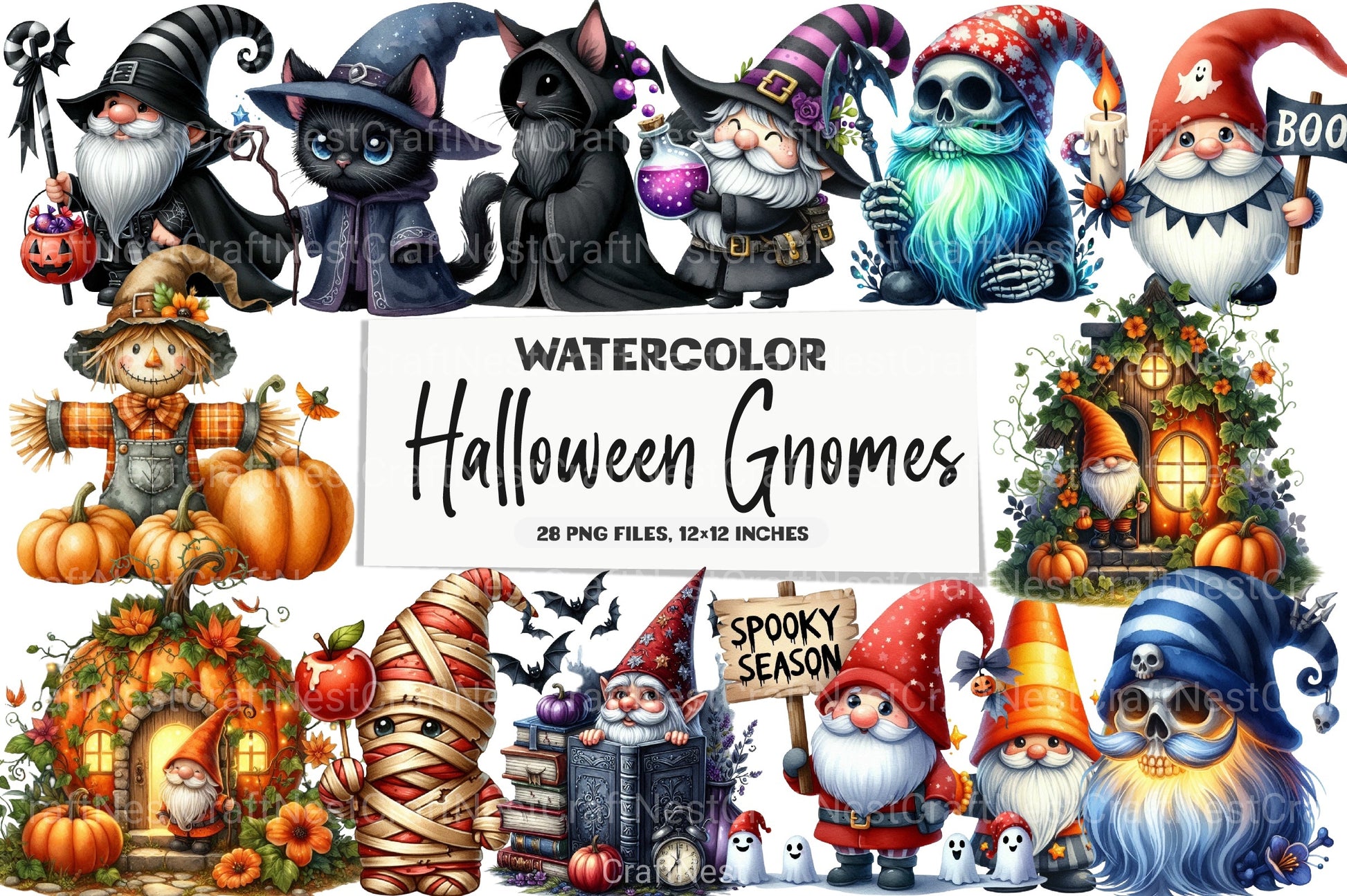 Halloween Gnomes Clipart Bundle - CraftNest - Digital Crafting and Art