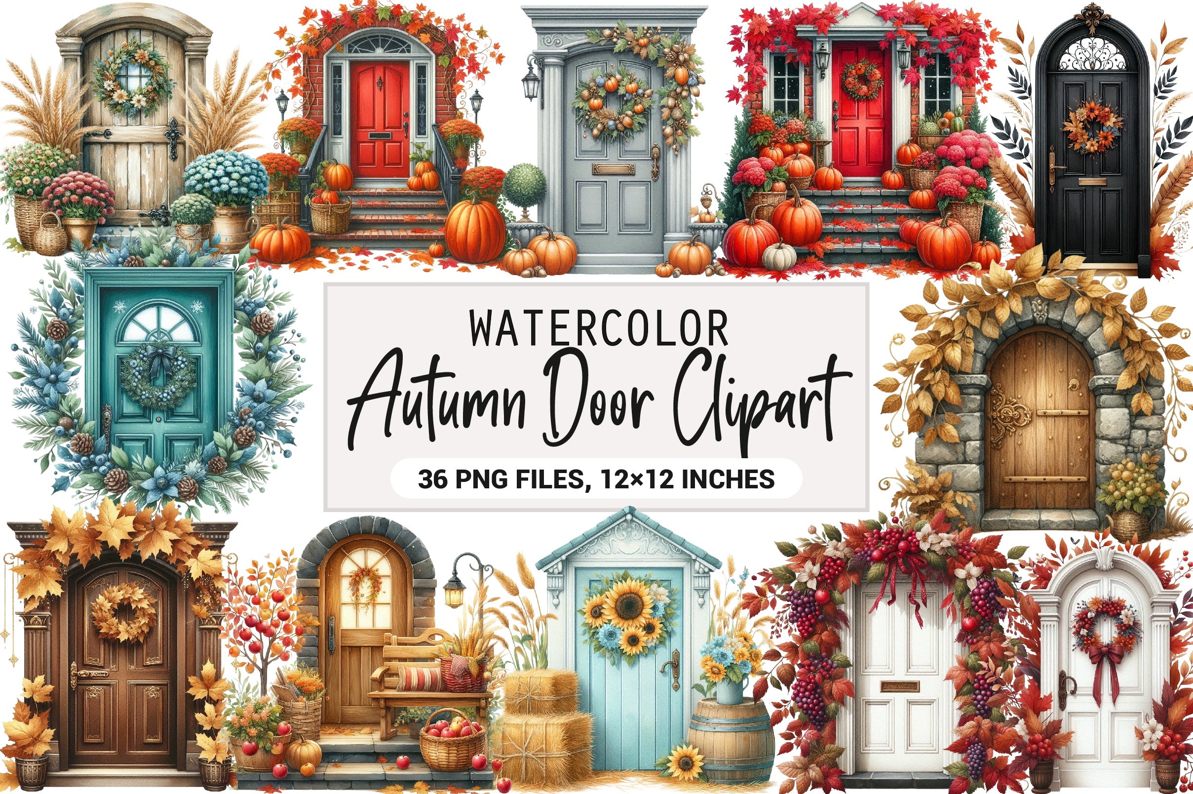 Autumn Door Clipart Bundle