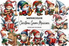 Christmas Gnome Musicians Clipart Bundle - CraftNest - Digital Crafting and Art
