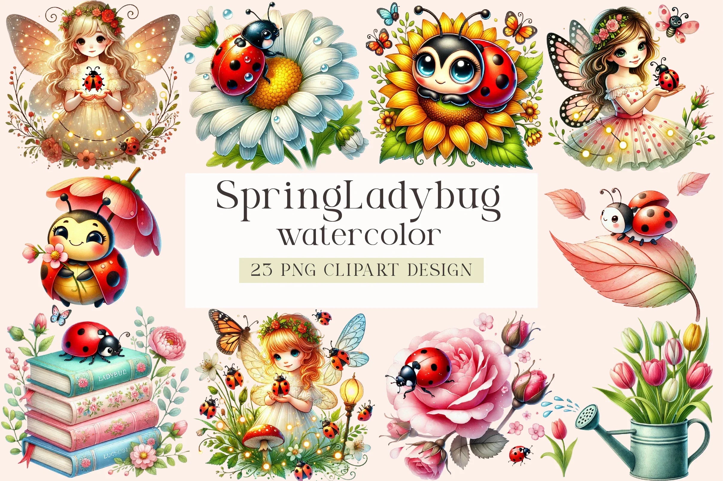 Spring Ladybug Clipart Bundle - CraftNest - Digital Crafting and Art