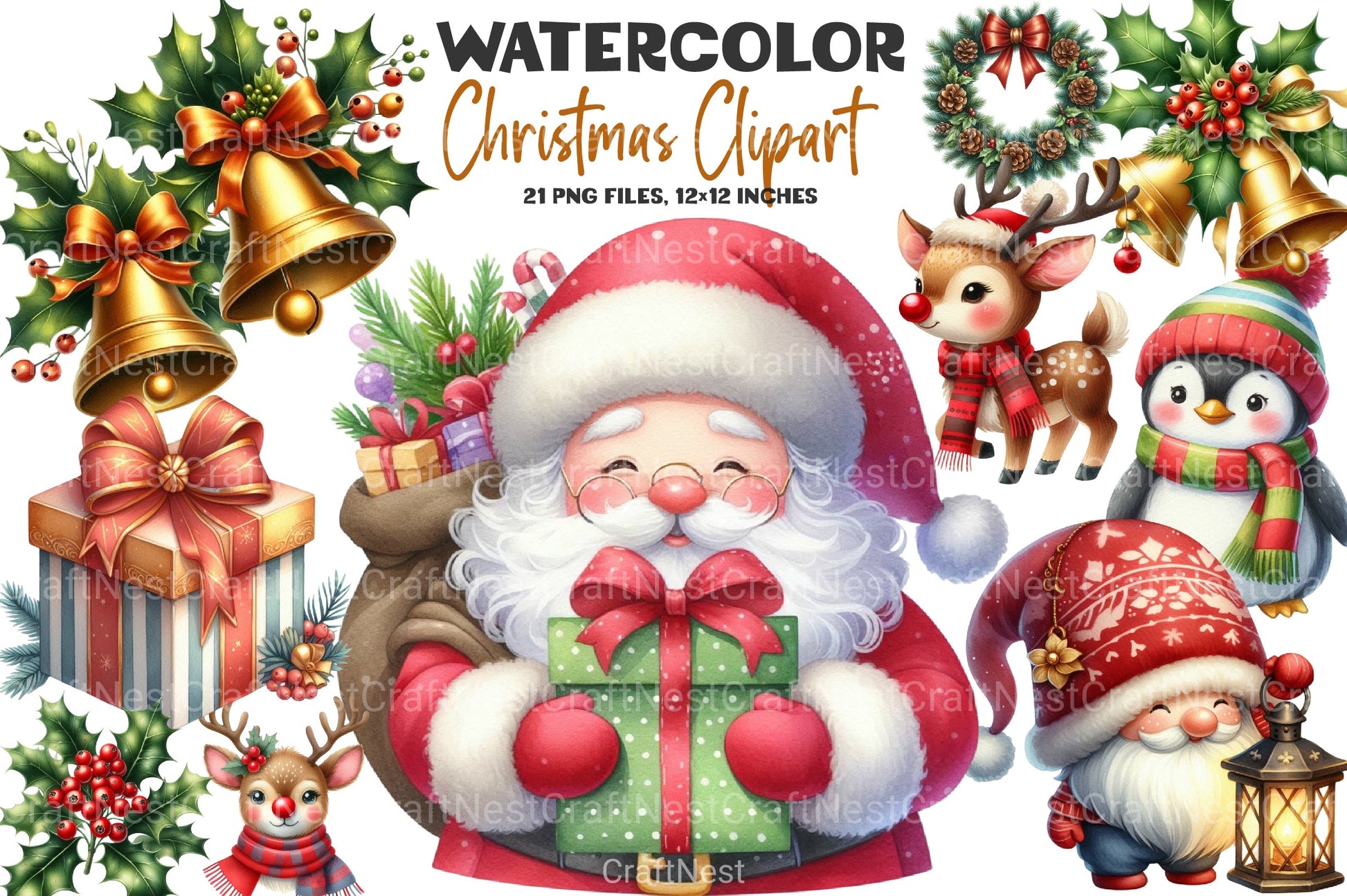 Christmas Clipart Bundle: Festive Holiday Designs - CraftNest - Digital Crafting and Art