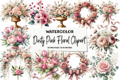 Dusty Pink Floral Clipart Bundle - CraftNest - Digital Crafting and Art