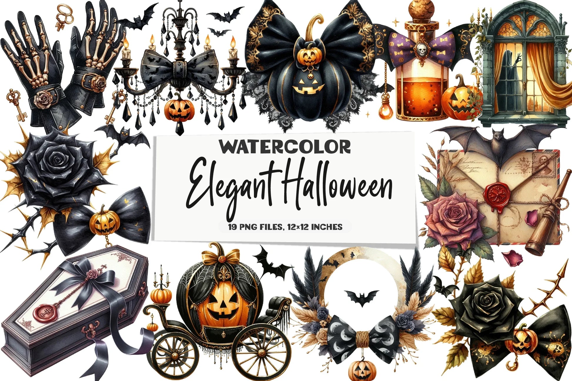 Elegant Halloween Clipart Bundle - CraftNest - Digital Crafting and Art