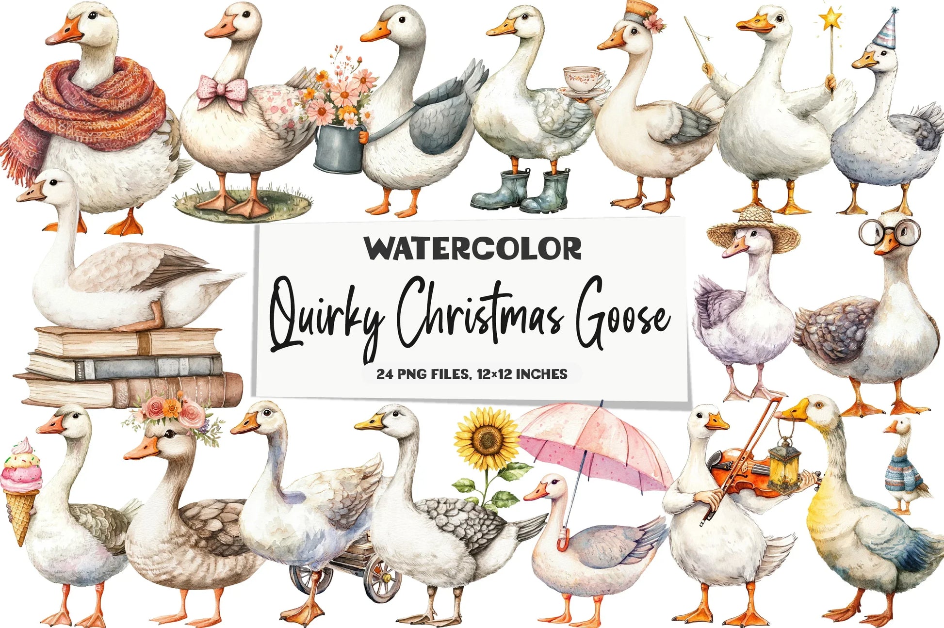 Quirky Christmas Goose Clipart Bundle - CraftNest - Digital Crafting and Art