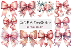 Soft Pink Coquette Bow Clipart Bundle - CraftNest - Digital Crafting and Art