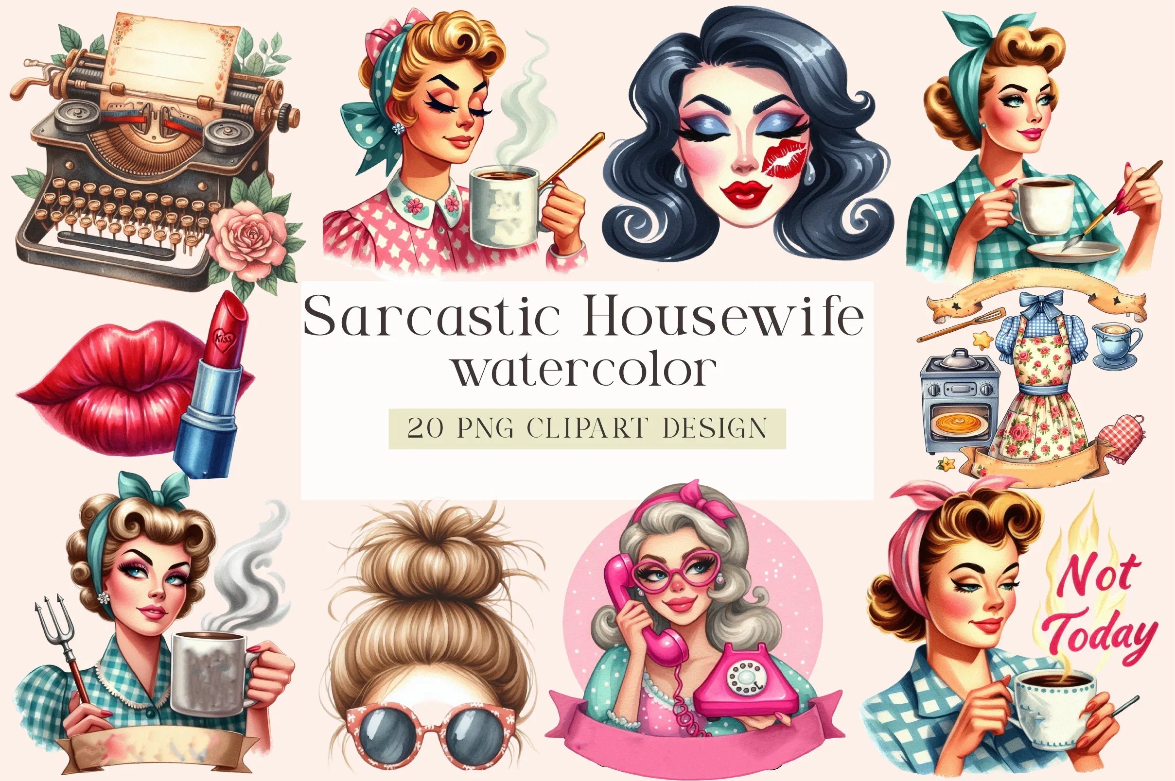 Sarcastic Housewife Clipart Bundle - CraftNest - Digital Crafting and Art